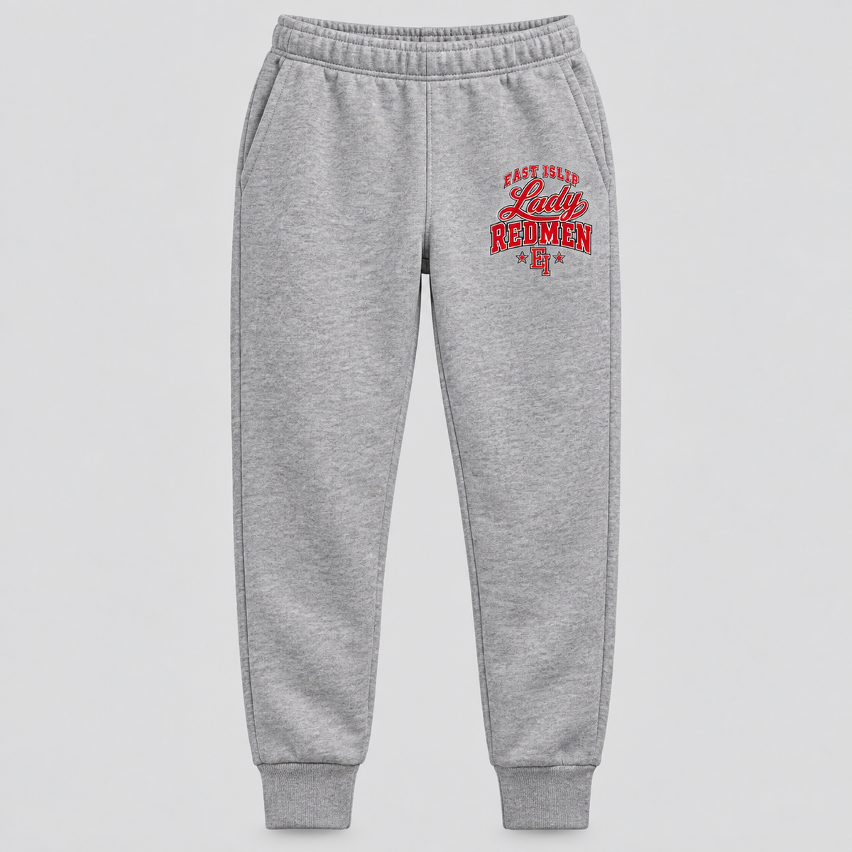 East Islip Lady Redmen Youth Joggers in Heather Gray