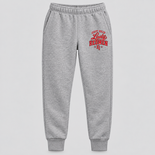East Islip Lady Redmen Youth Joggers in Heather Gray