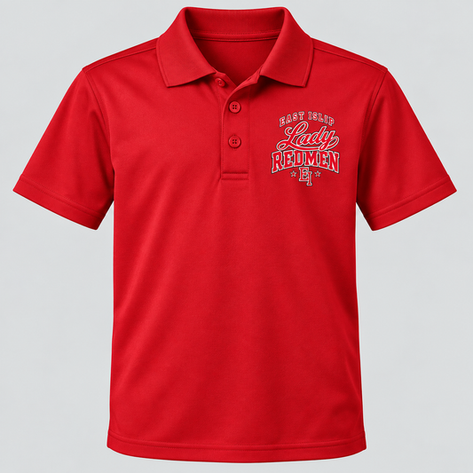 East Islip Lady Redmen Youth Polo in Red