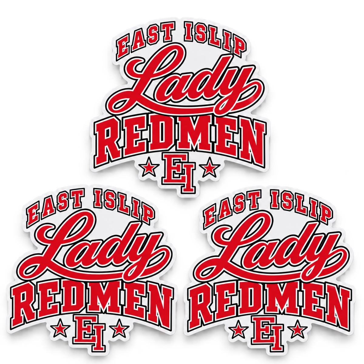 East Islip Lady Redmen Throwback Sticker Pack in Red/White