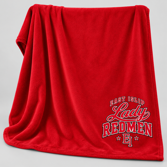 East Islip Lady Redmen Stadium Fleece Blanket in Red