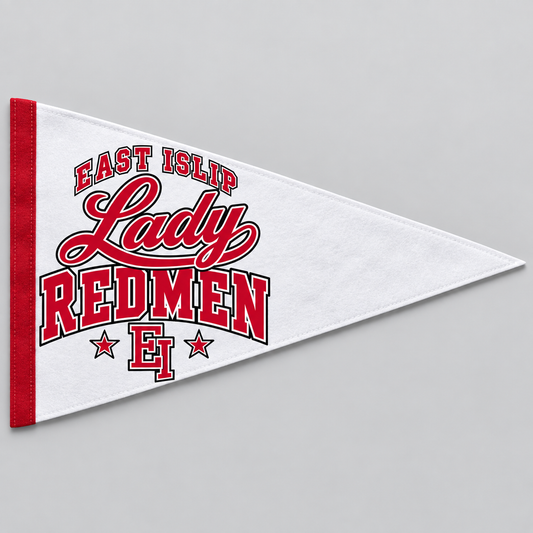 East Islip Lady Redmen Retro Pennant in White