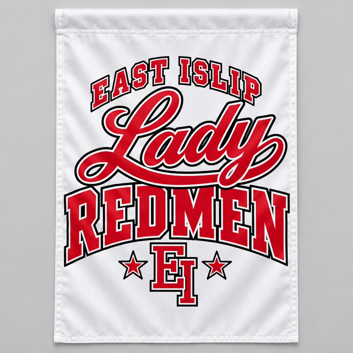 East Islip Lady Redmen Garden Flag in White