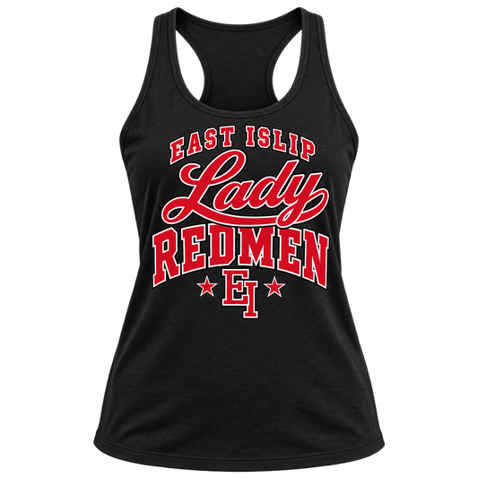 East Islip Lady Redmen Women's Racerback Tank in Black