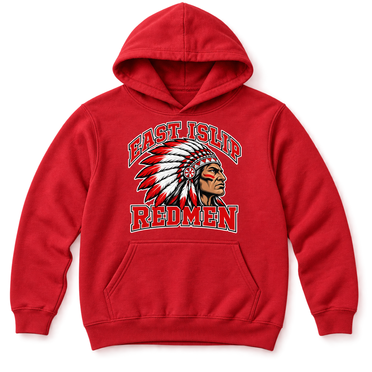 East Islip Redmen Classic Youth Pullover Hoodie in Red