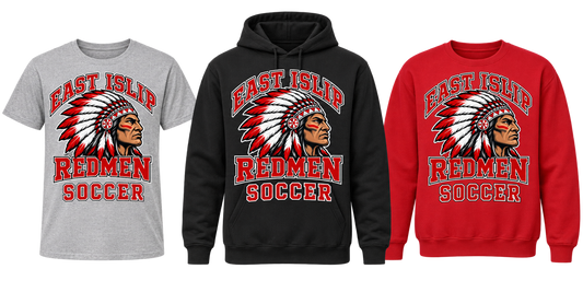 East Islip Redmen Soccer tee, hoodie and sweatshirt choices