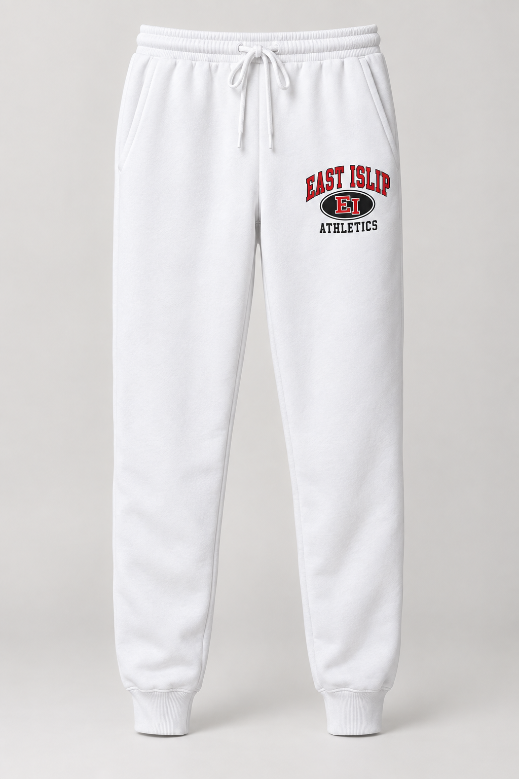 East Islip Stadium Crest Joggers in White — front view