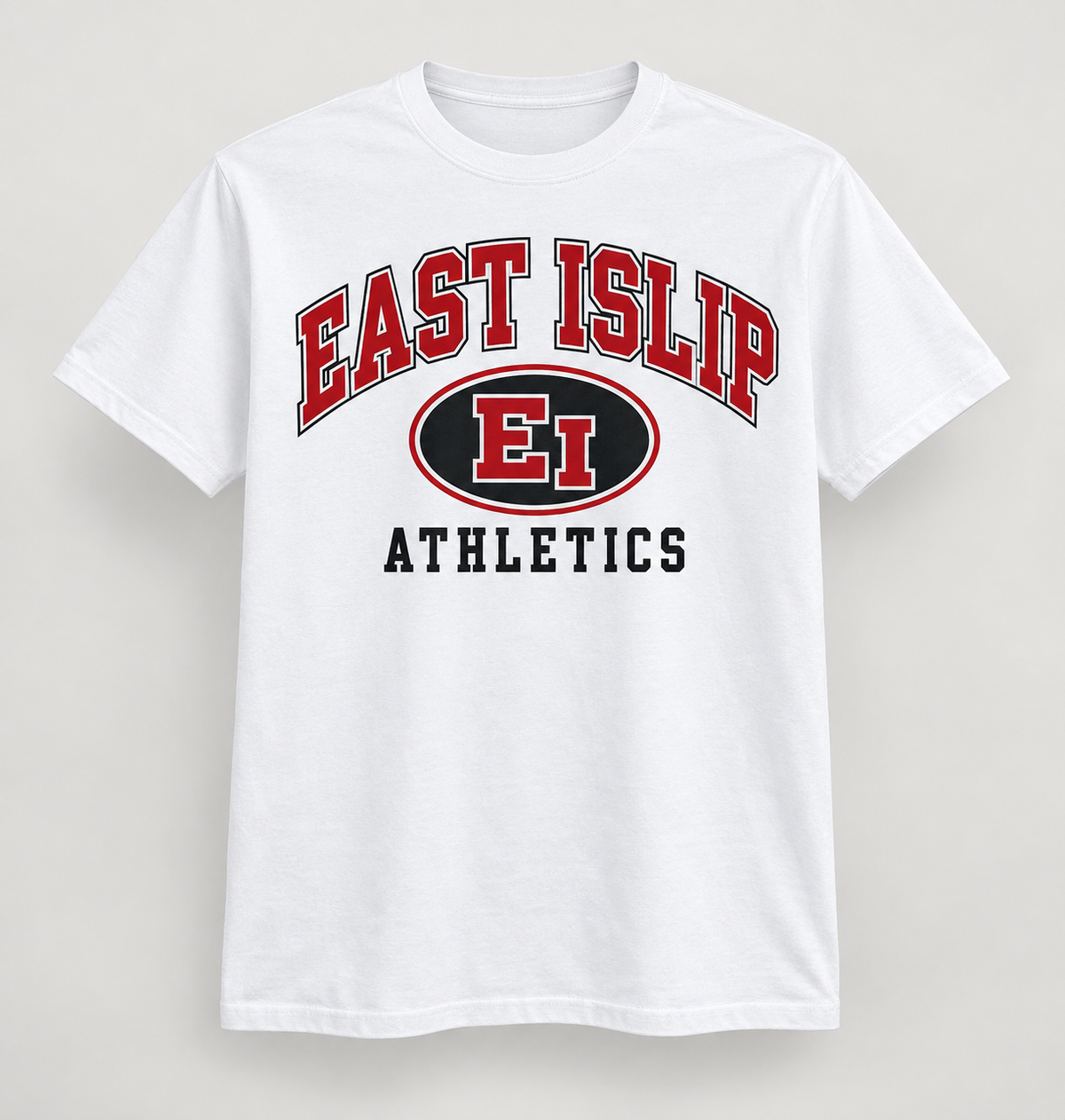 East Islip Stadium Crest Tee in White — front view