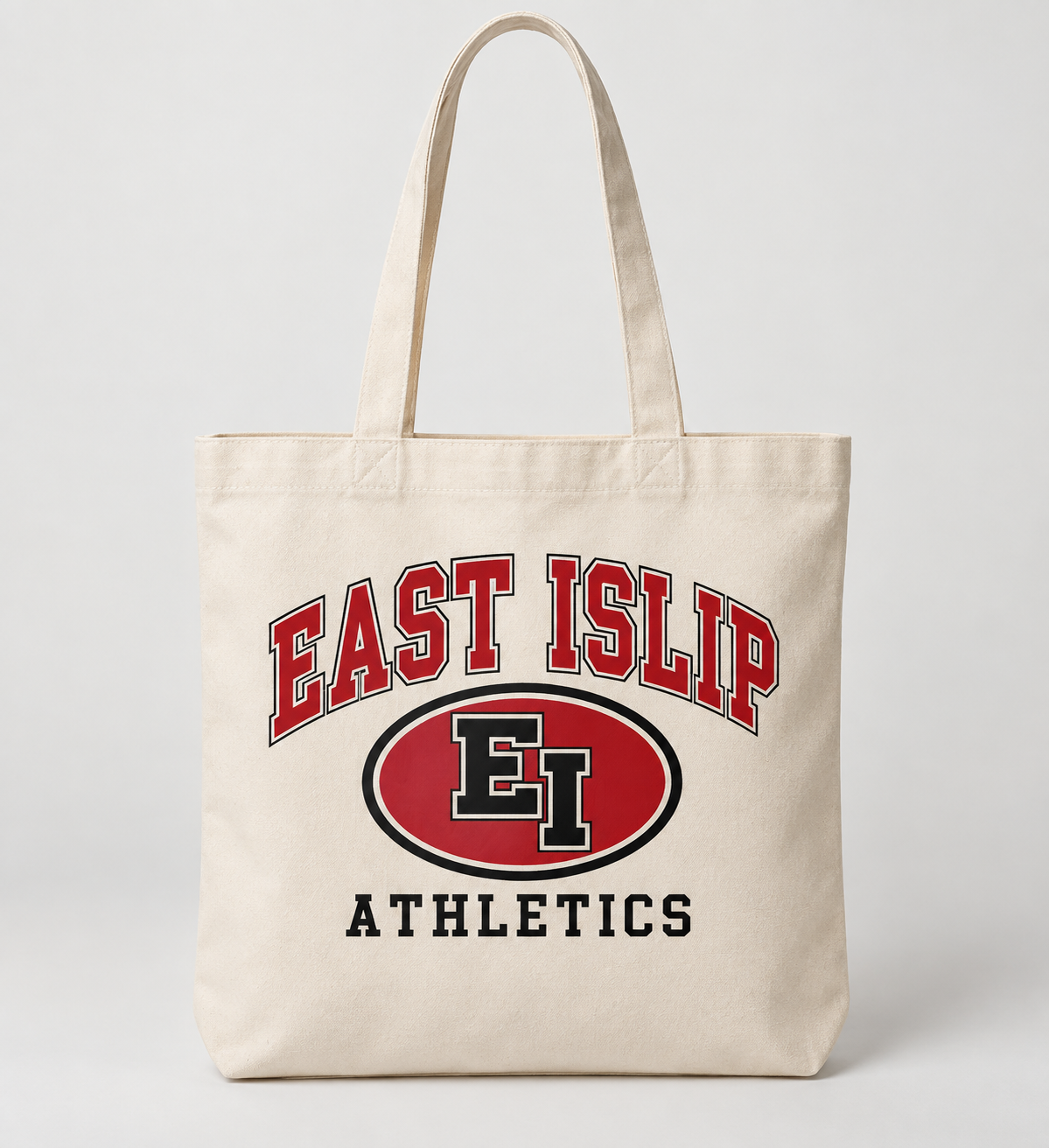 East Islip Stadium Crest Tote Bag in Natural — front view