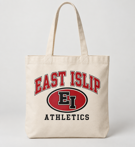 East Islip Stadium Crest Tote Bag in Natural — front view