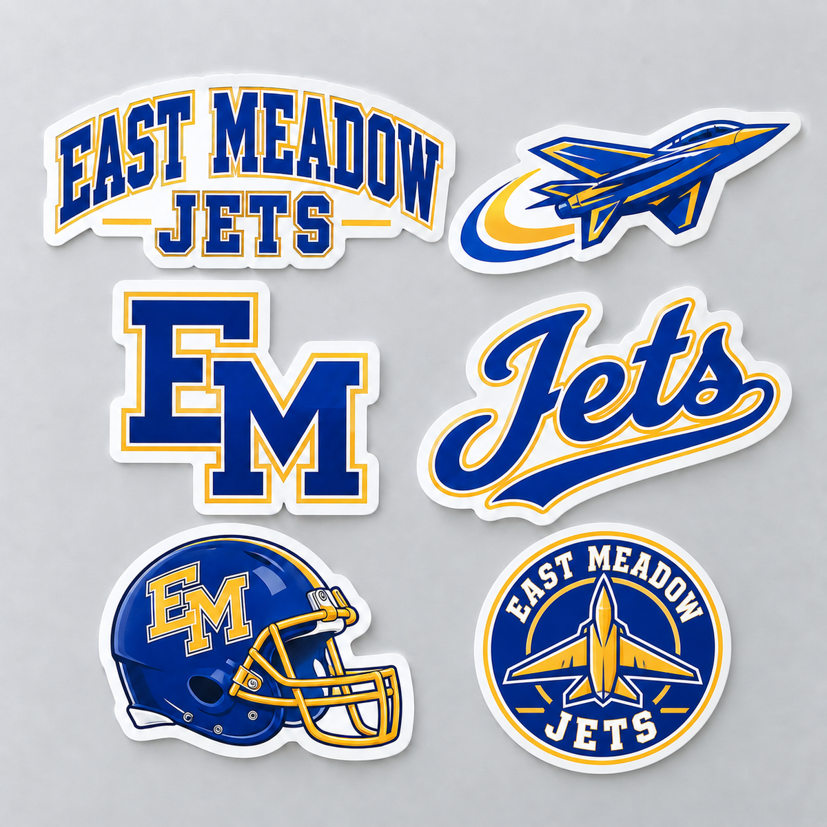East Meadow Jets 6-Piece Spirit Sticker Pack product mockup