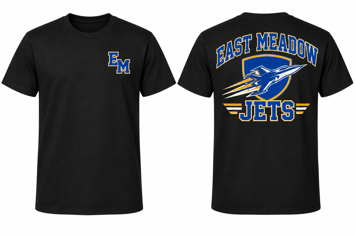 EAST MEADOW JETS black tee front and back