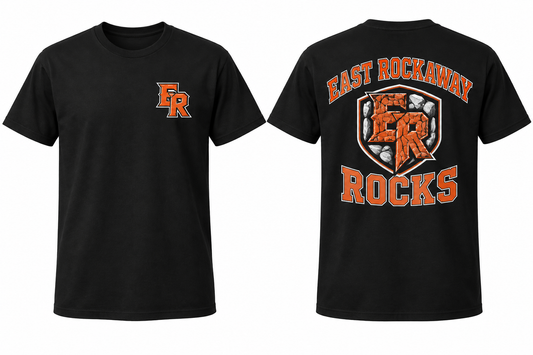 EAST ROCKAWAY ROCKS black tee front and back