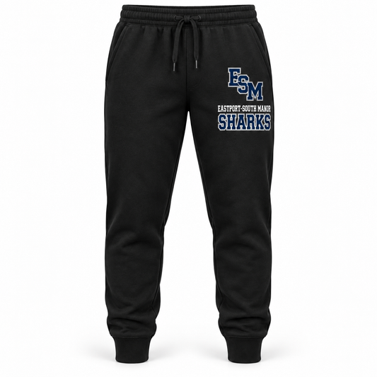 Eastport-South Manor Sharks Varsity Joggers in Black, front view