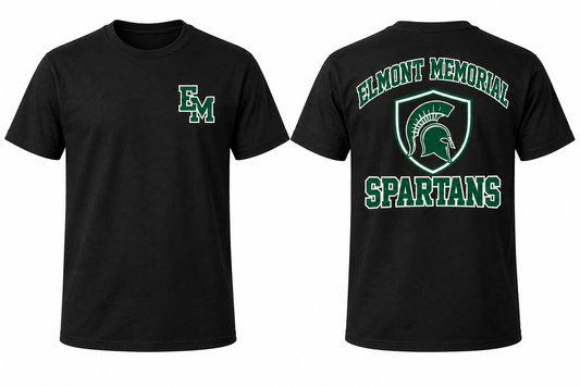 ELMONT MEMORIAL SPARTANS black tee front and back