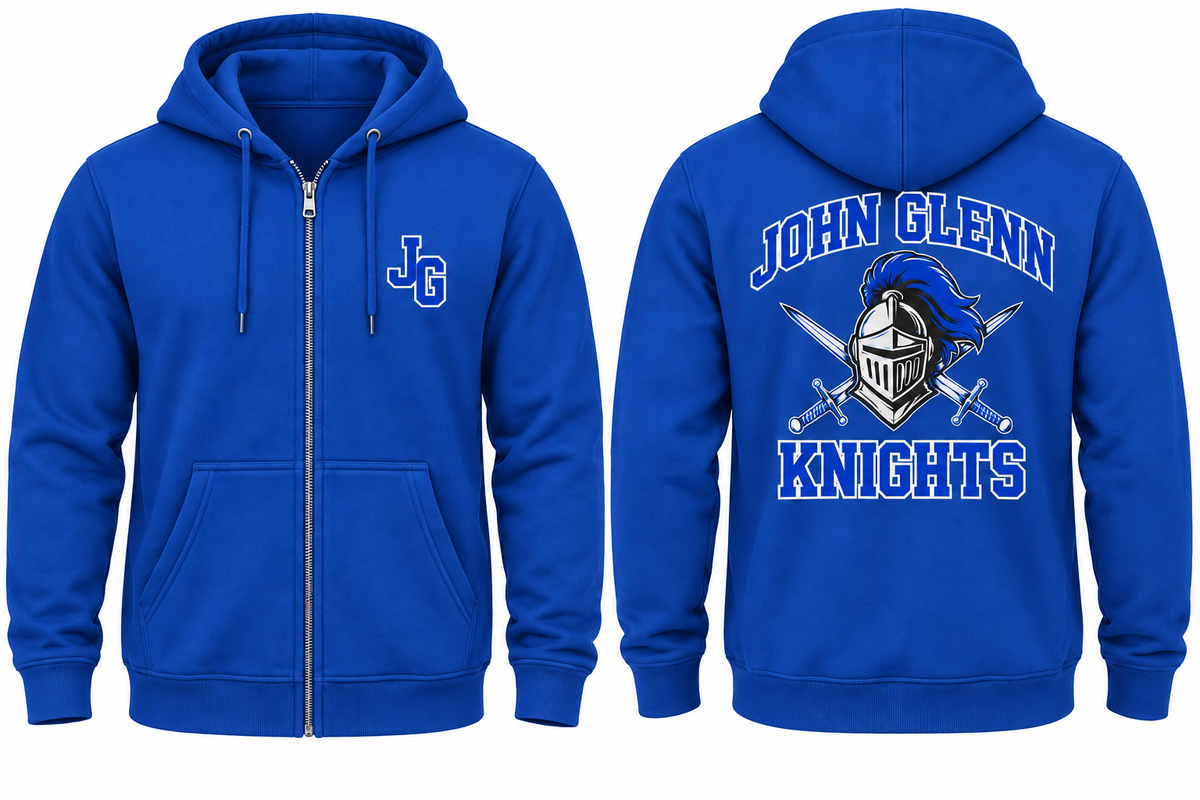 Elwood–John Glenn Varsity Zip-Up Hoodie in Royal Blue