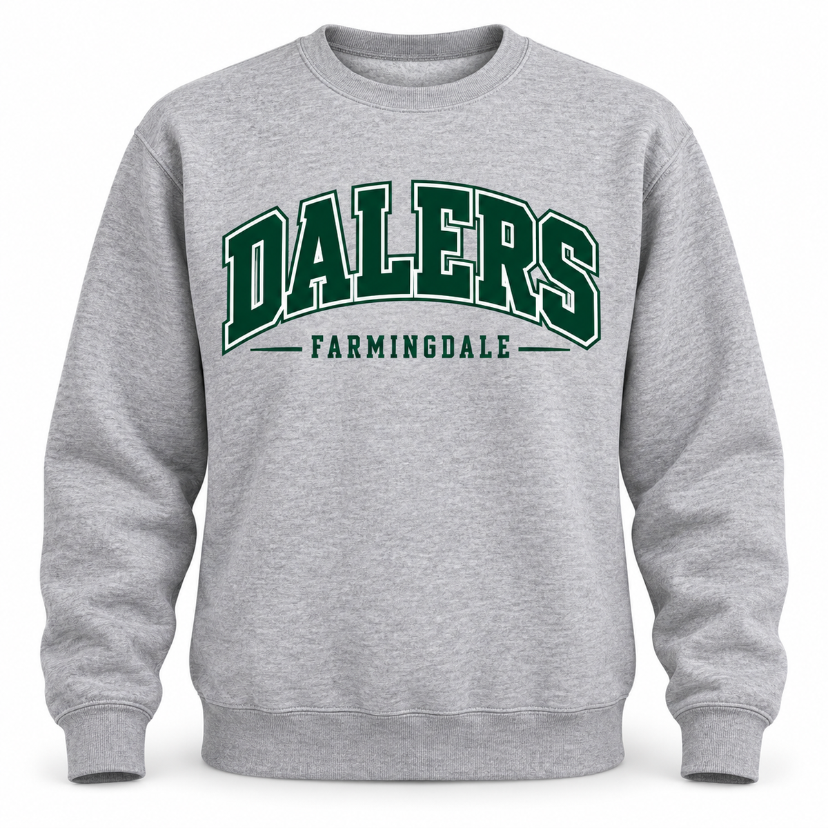 Heather Gray Farmingdale Dalers Big League Arc Adult Crewneck Sweatshirt