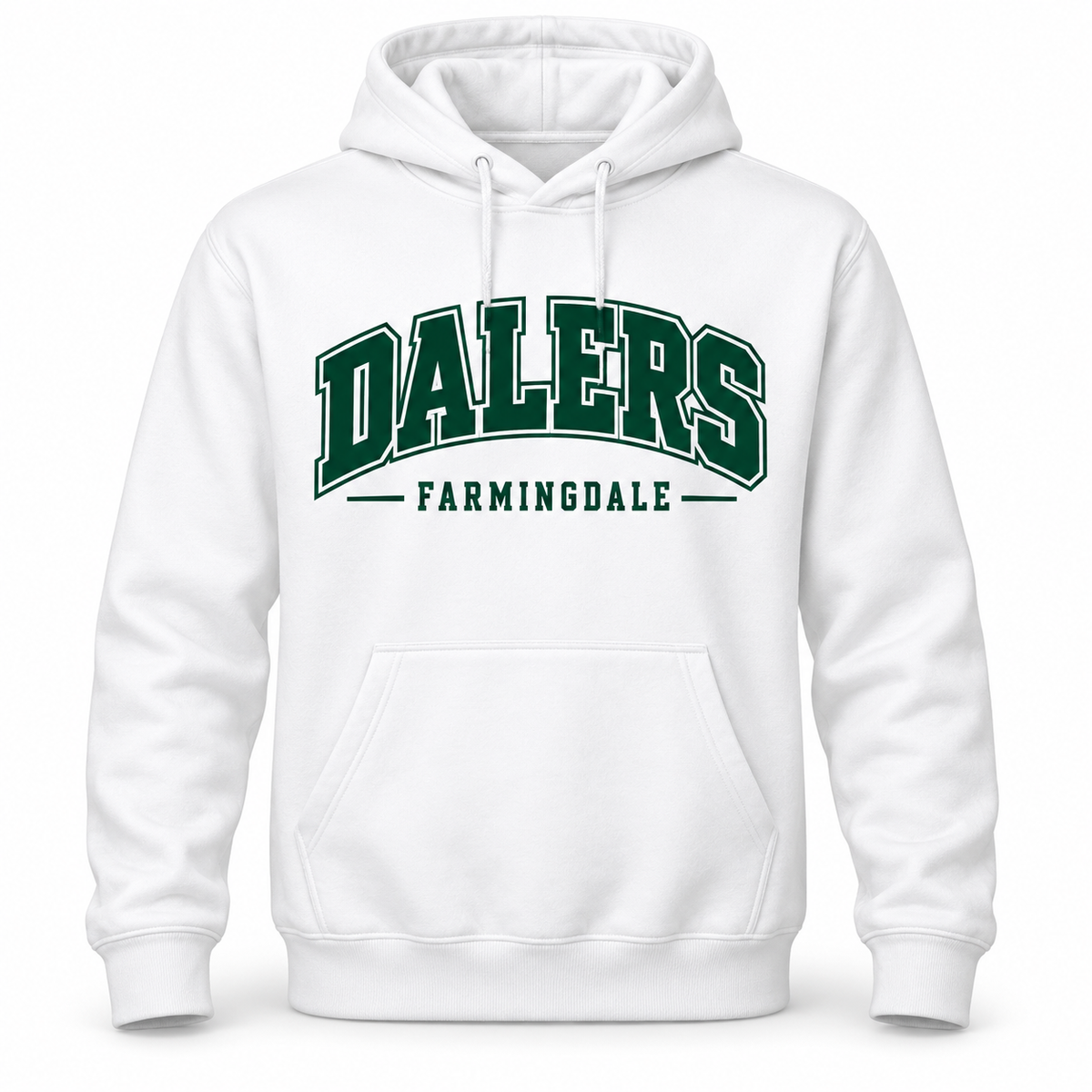 White Farmingdale Dalers Big League Arc Adult Pullover Hoodie