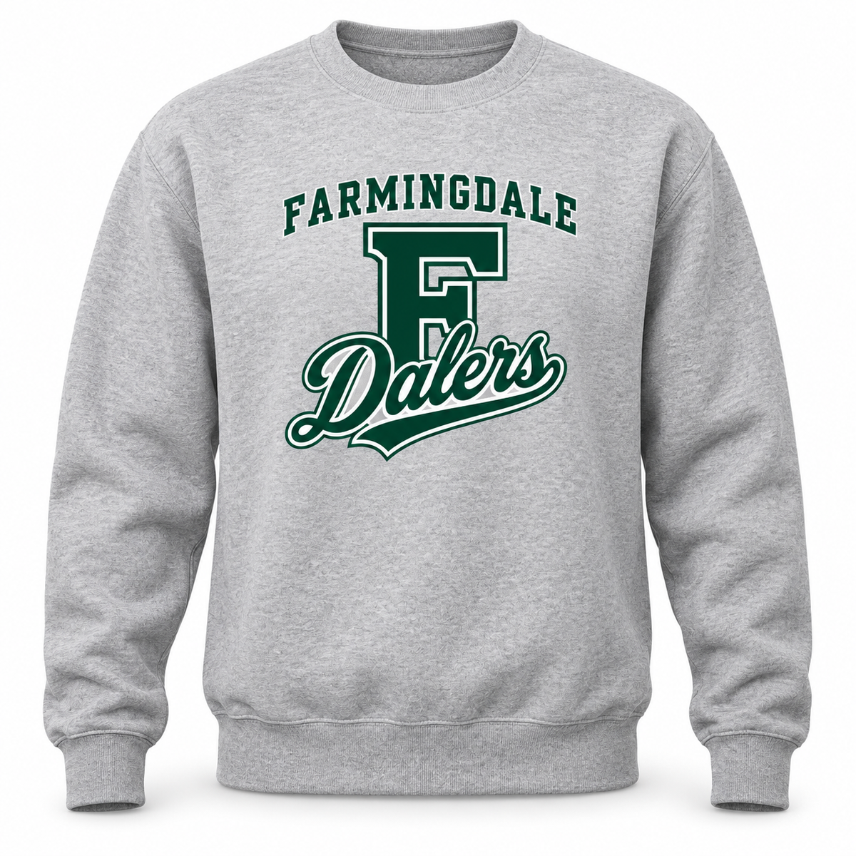 Heather Gray Farmingdale Dalers Classic F Script Adult Crewneck Sweatshirt