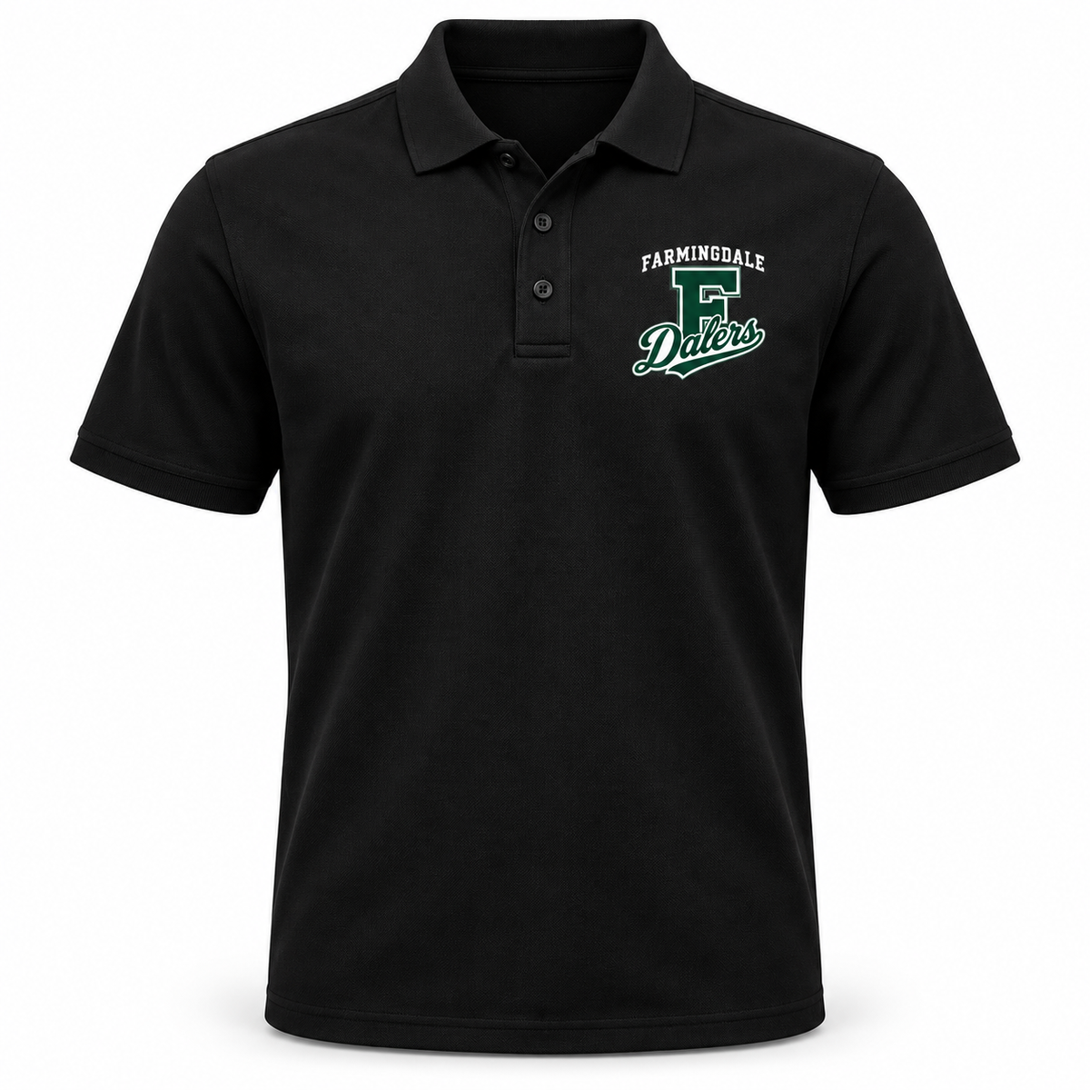 Black Farmingdale Dalers Classic F Script Adult Polo