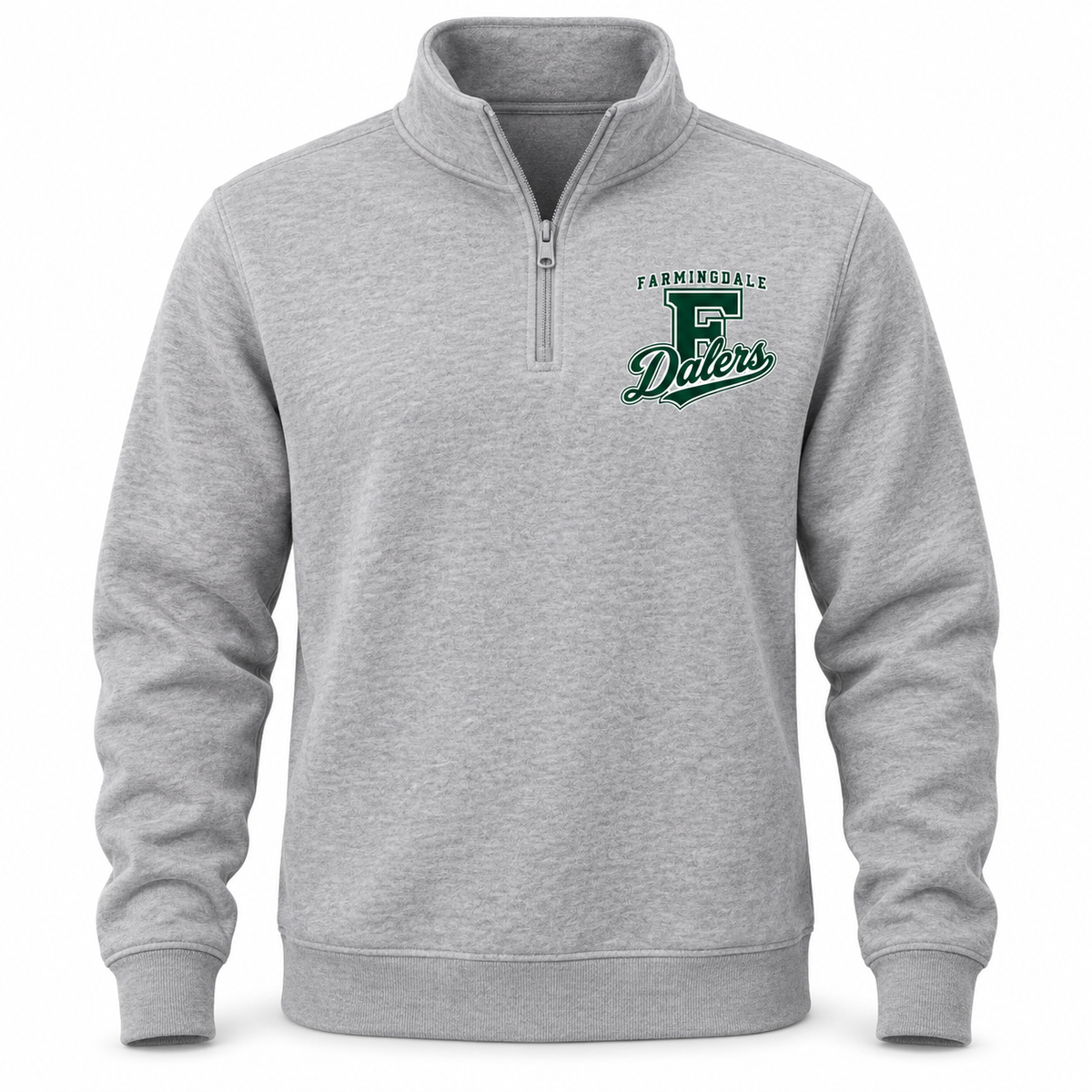 Heather Gray Farmingdale Dalers Classic F Script Adult Quarter-Zip