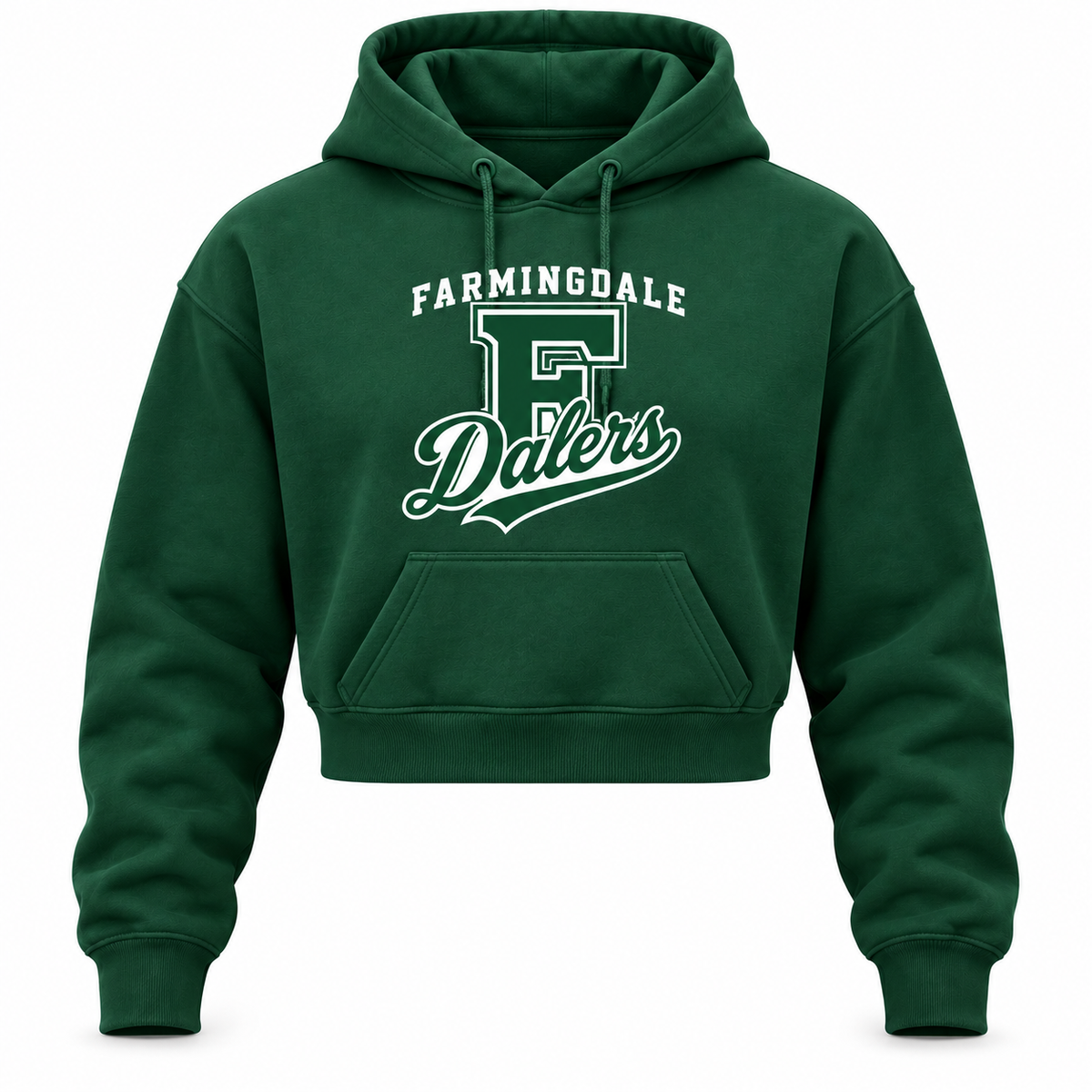 Green Farmingdale Dalers Classic F Script Women's Crop Hoodie