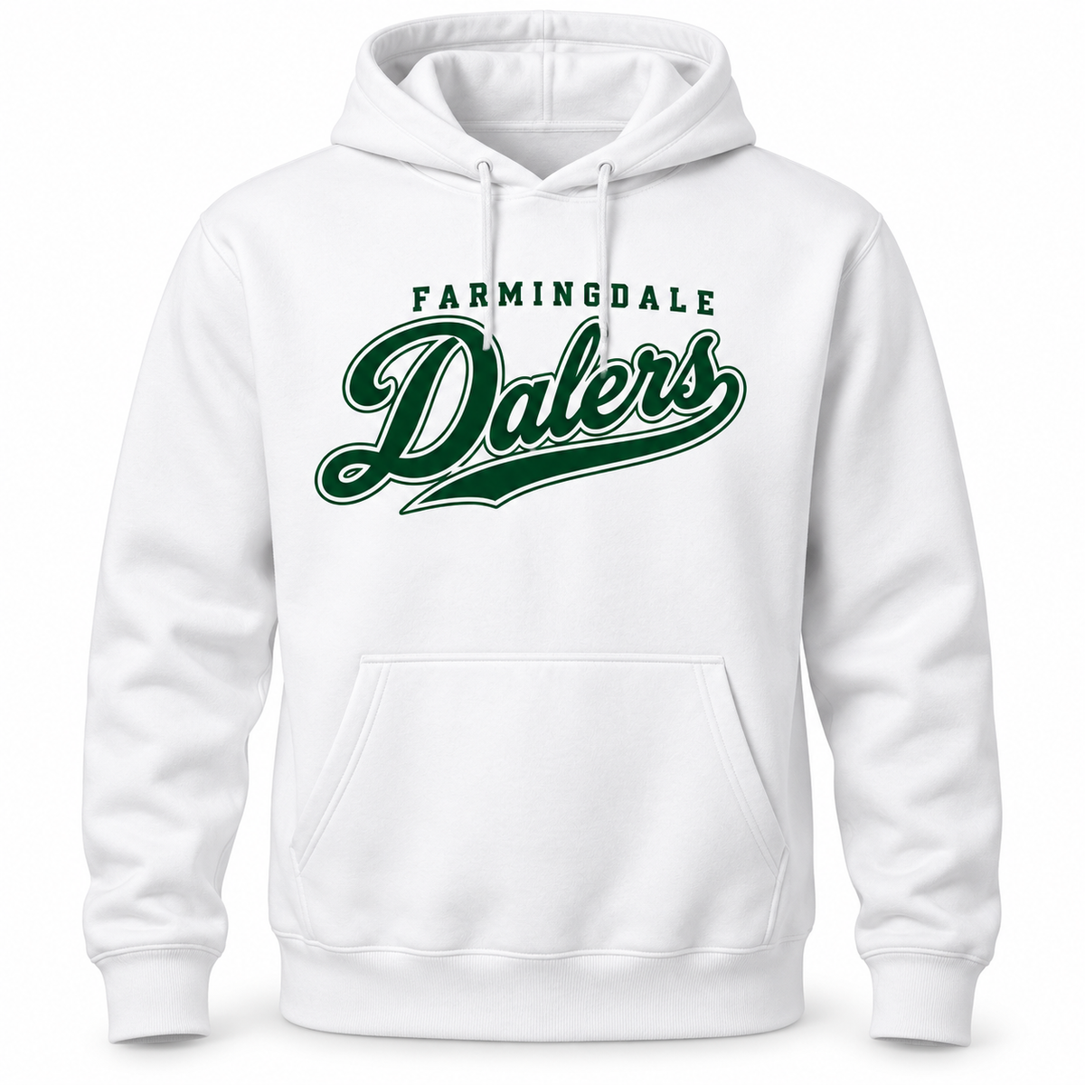 White Farmingdale Dalers Diamond Script Adult Pullover Hoodie