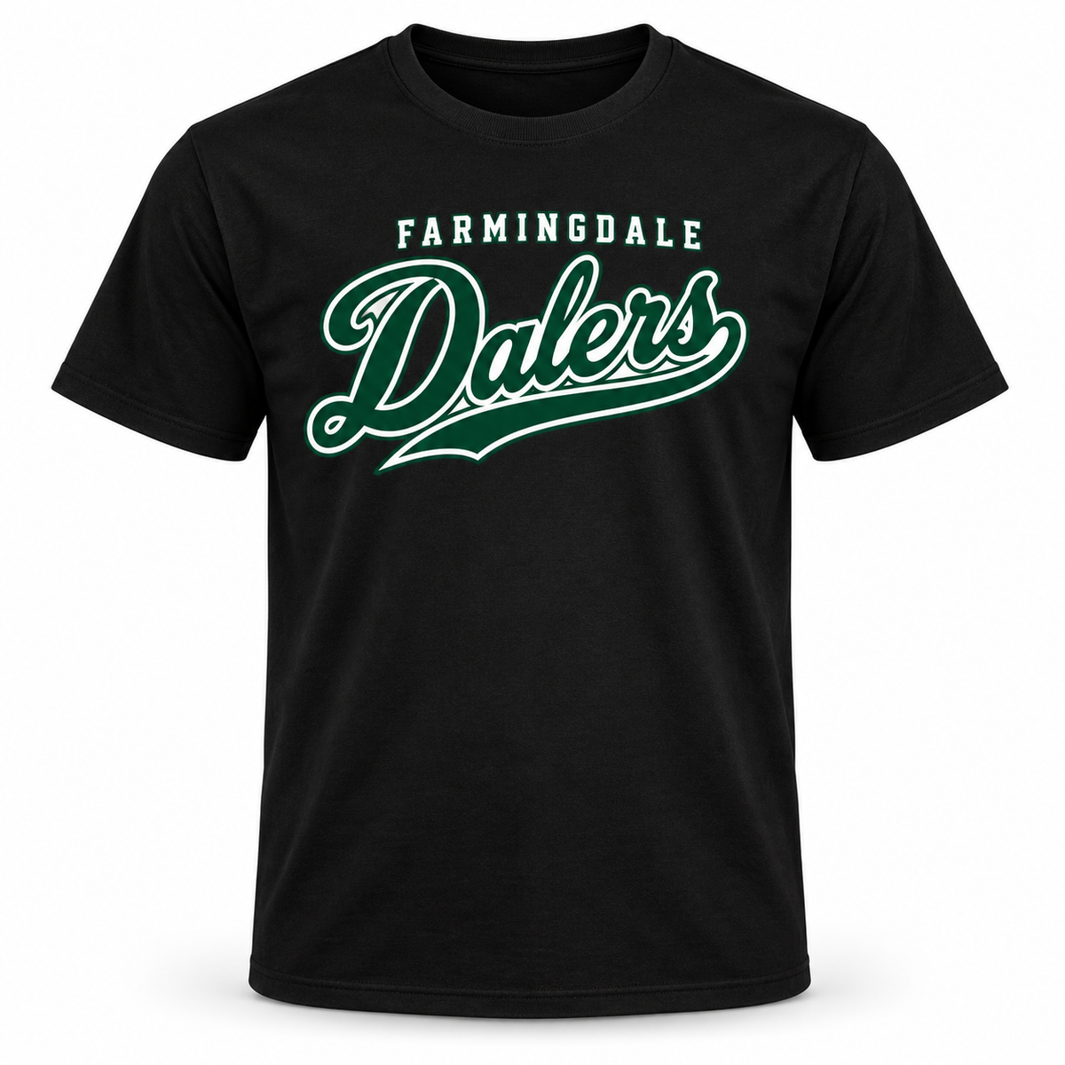 Black Farmingdale Dalers Diamond Script Adult T-Shirt