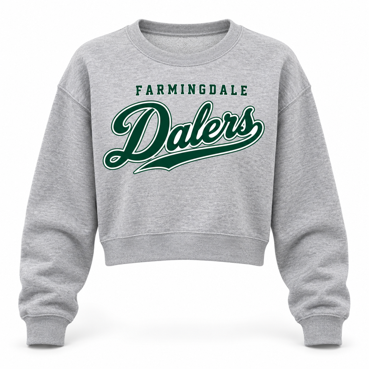 Heather Gray Farmingdale Dalers Diamond Script Women's Crop Crew
