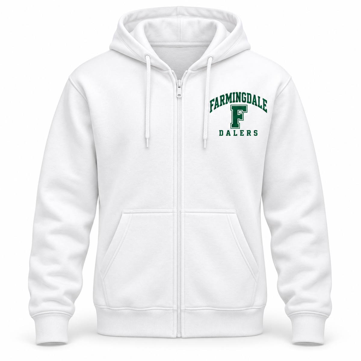 White Farmingdale Dalers Ivy Classic Adult Full-Zip Hoodie