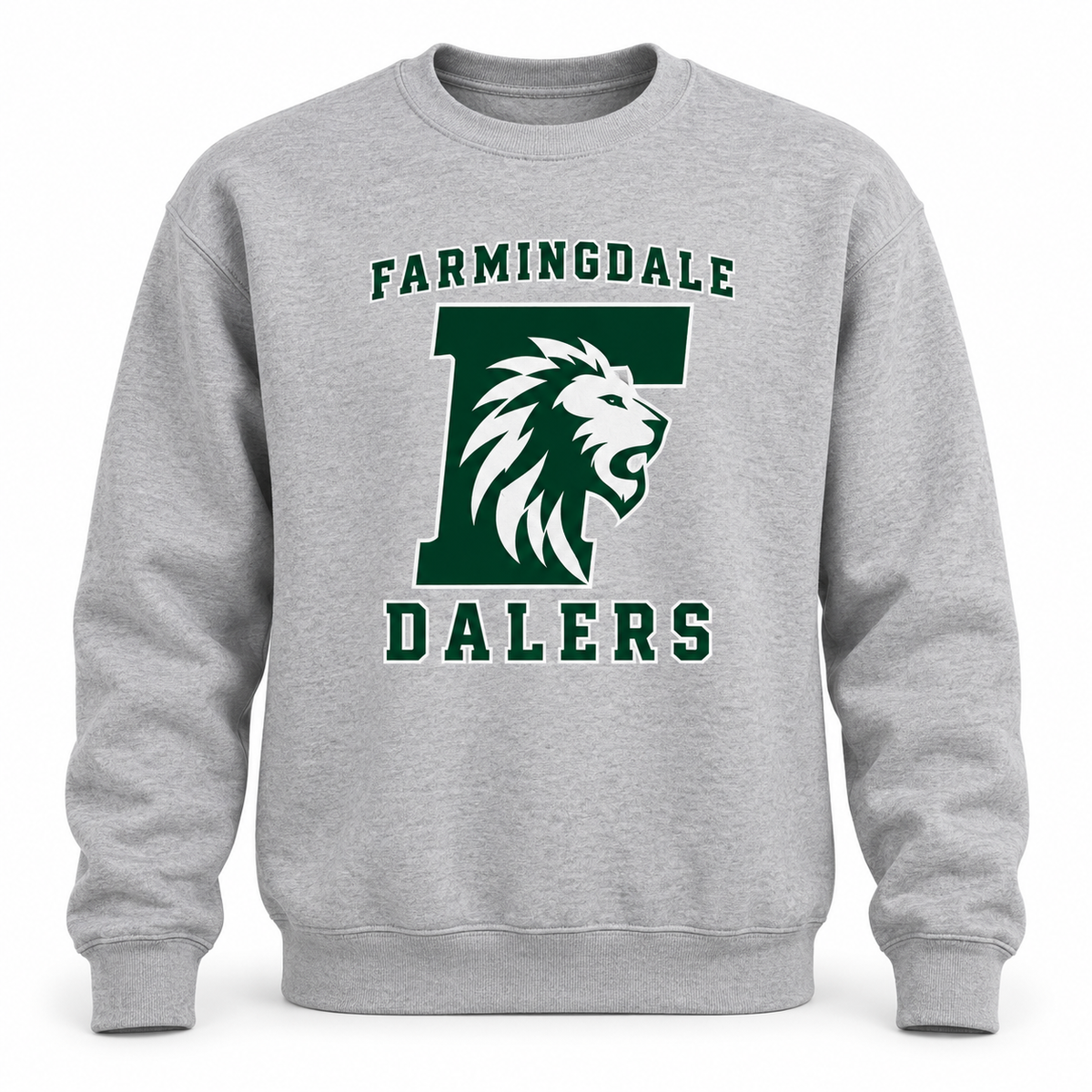 Heather Gray Farmingdale Dalers Lion F Adult Crewneck Sweatshirt