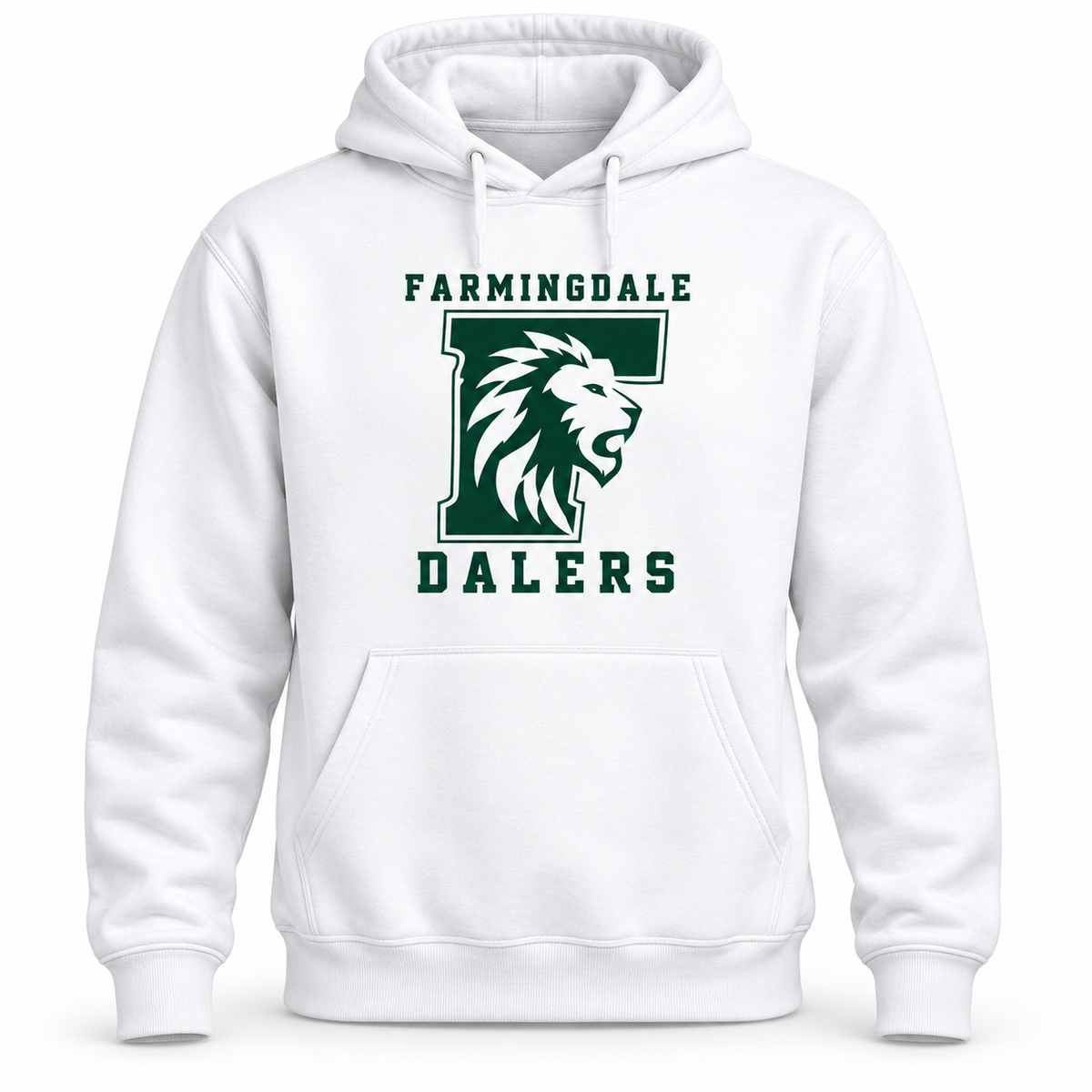 White Farmingdale Dalers Lion F Adult Pullover Hoodie