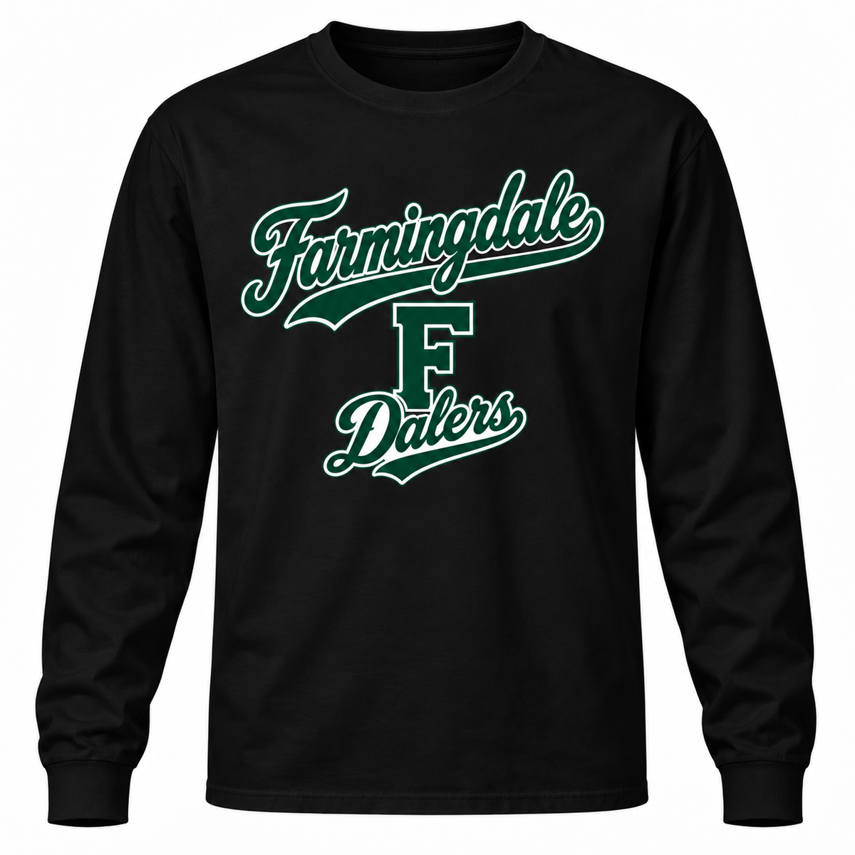 Farmingdale Dalers Signature F Adult Long-Sleeve Tee in Black