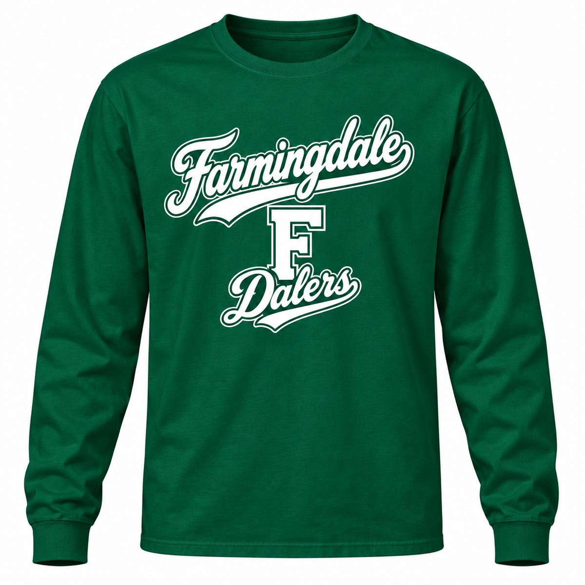 Farmingdale Dalers Signature F Adult Long-Sleeve Tee in Green