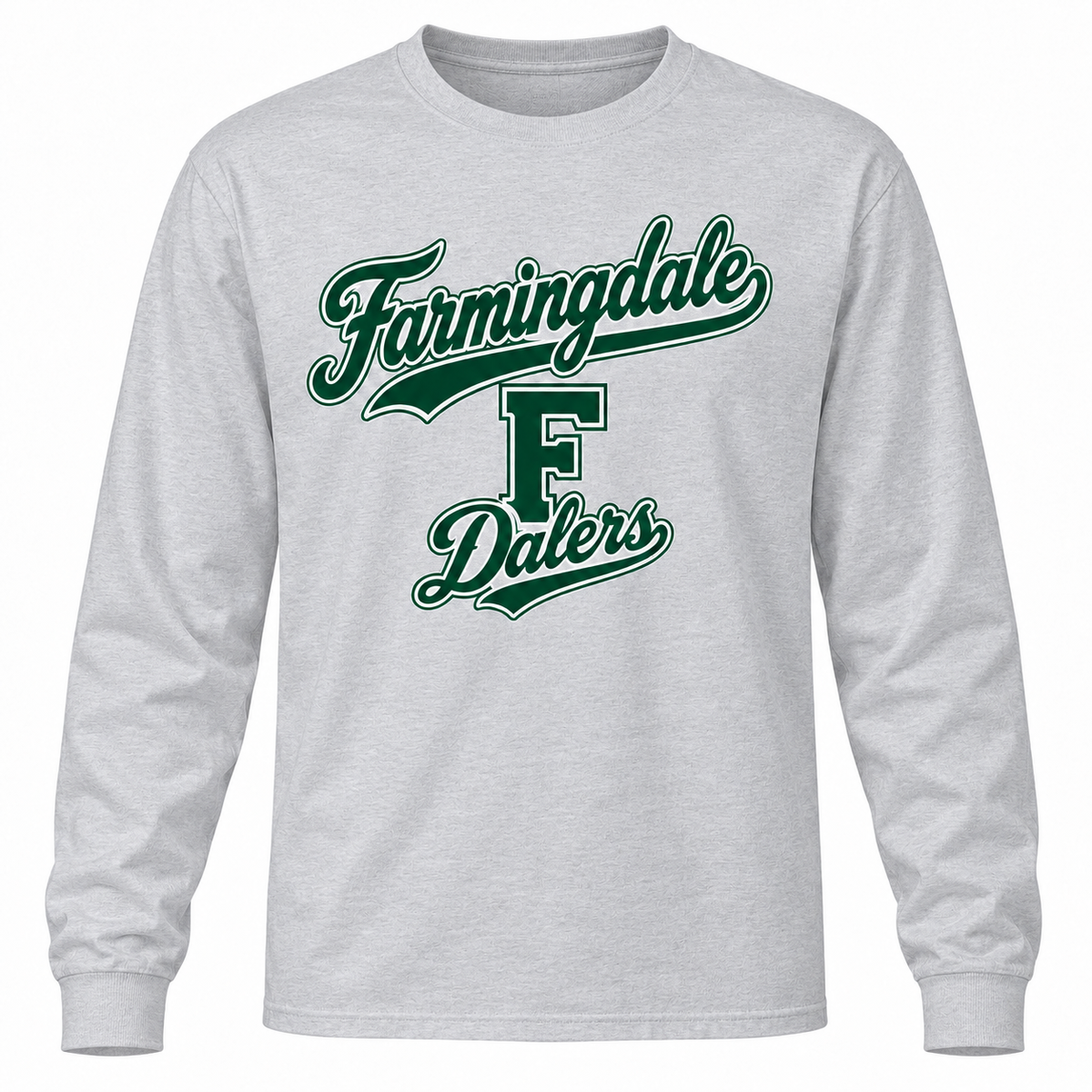 Farmingdale Dalers Signature F Adult Long-Sleeve Tee in Heather Gray