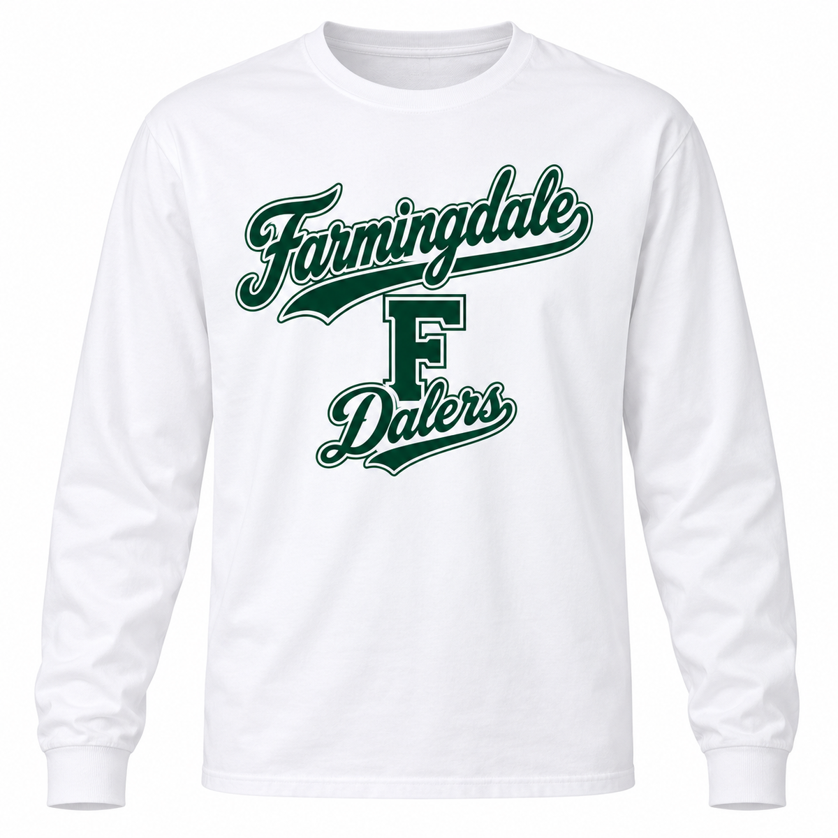 Farmingdale Dalers Signature F Adult Long-Sleeve Tee in White