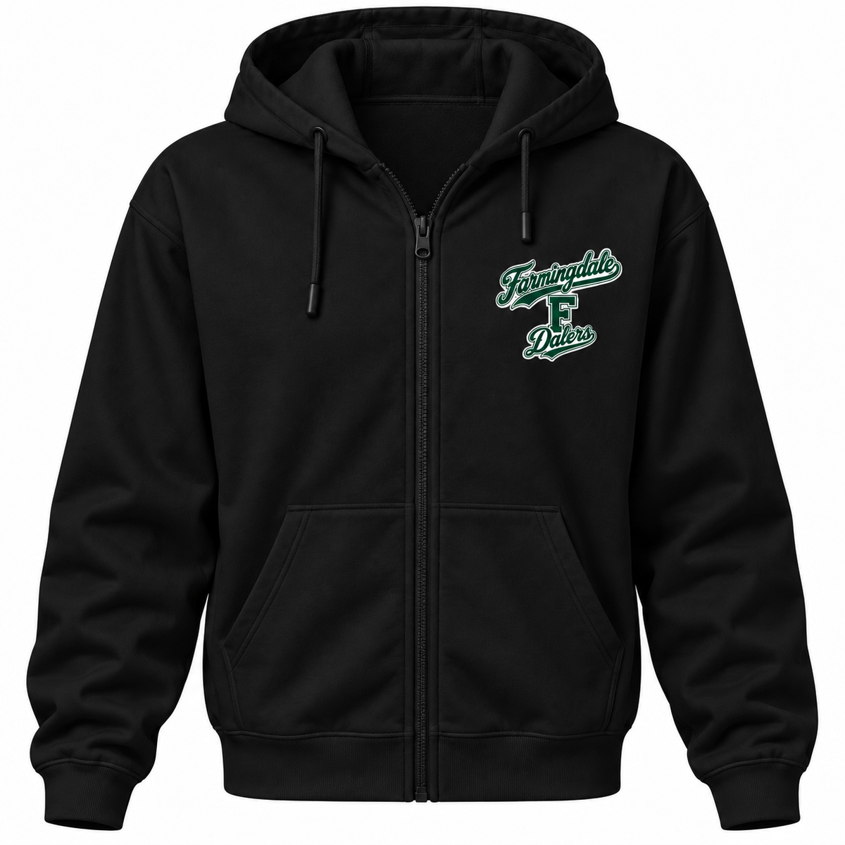 Farmingdale Dalers Signature F Adult Full-Zip Hoodie in Black