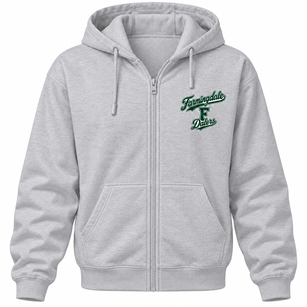 Farmingdale Dalers Signature F Adult Full-Zip Hoodie in Heather Gray