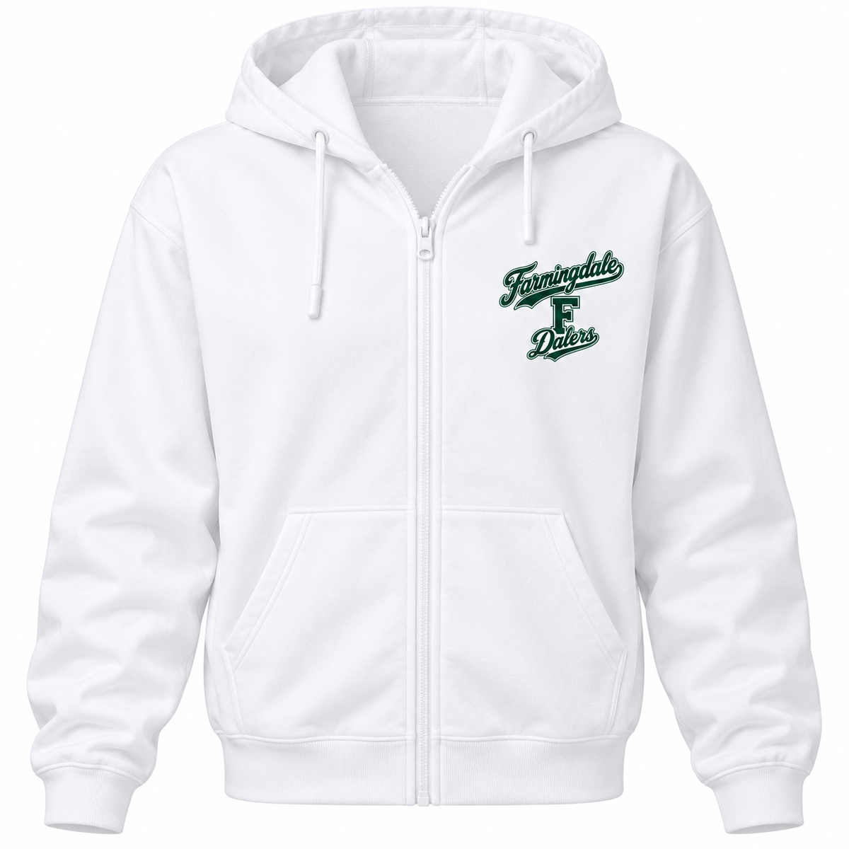 Farmingdale Dalers Signature F Adult Full-Zip Hoodie in White