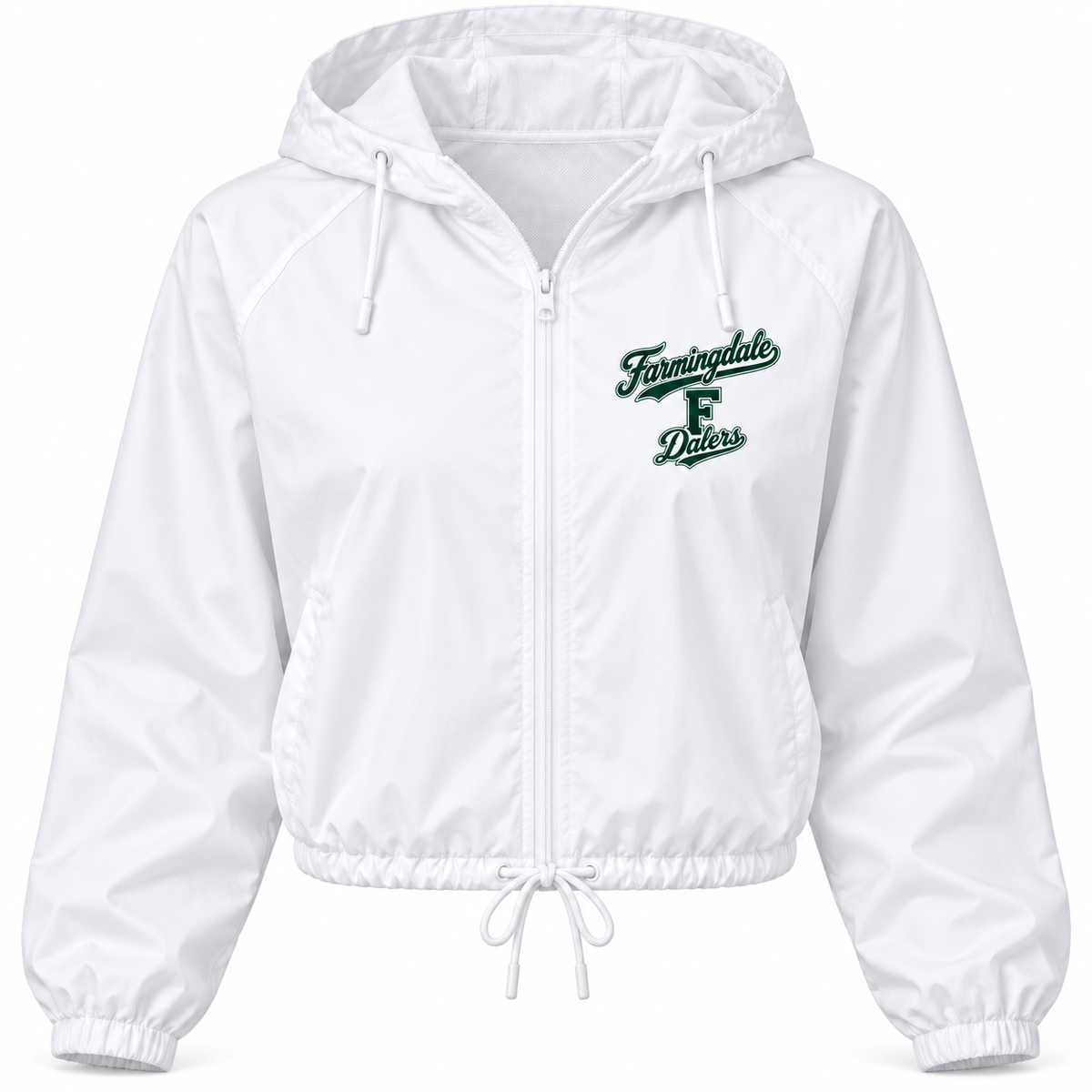 Farmingdale Dalers Signature F Women's Full-Zip Windbreaker in White