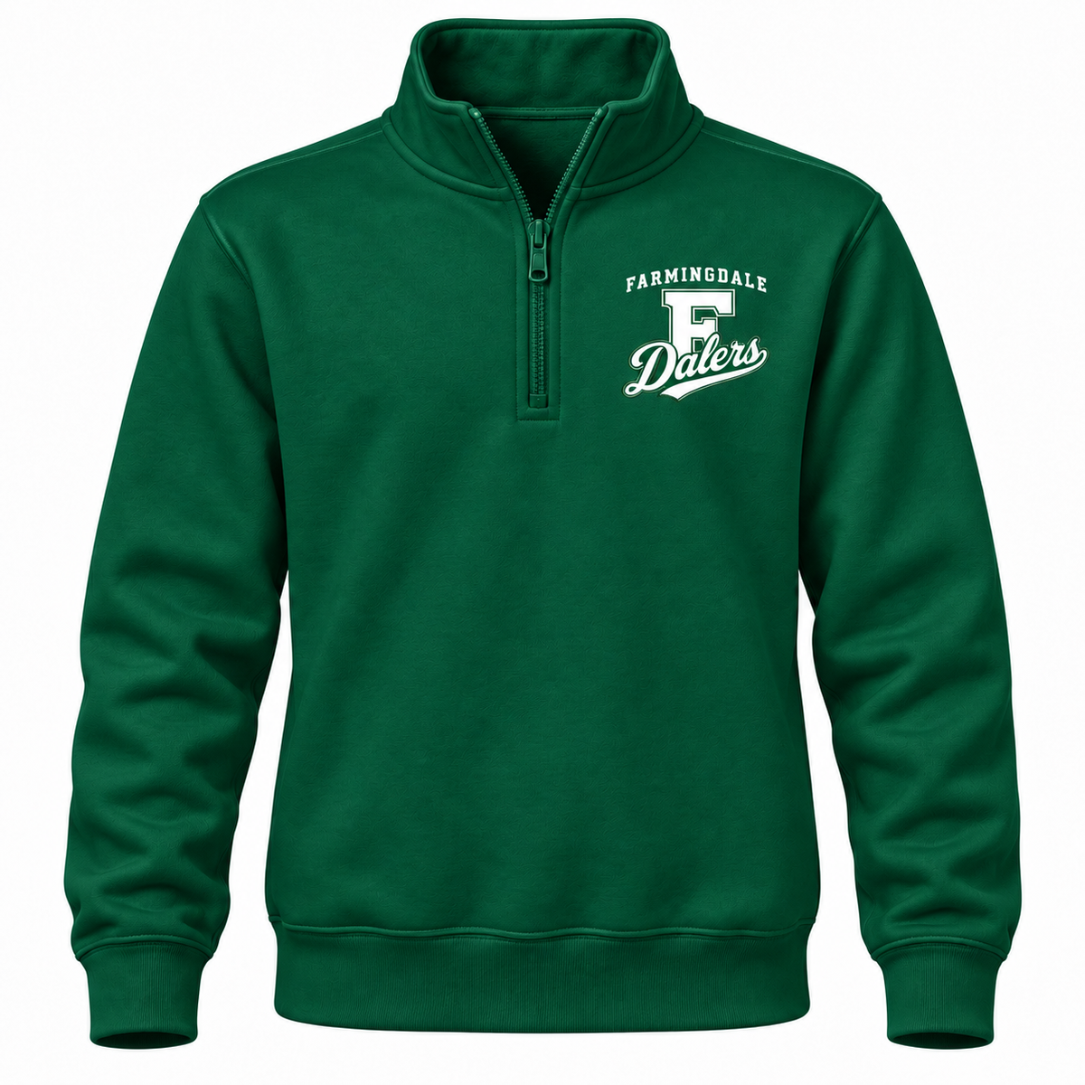 Farmingdale Dalers Classic F Script Youth Quarter-Zip in Green