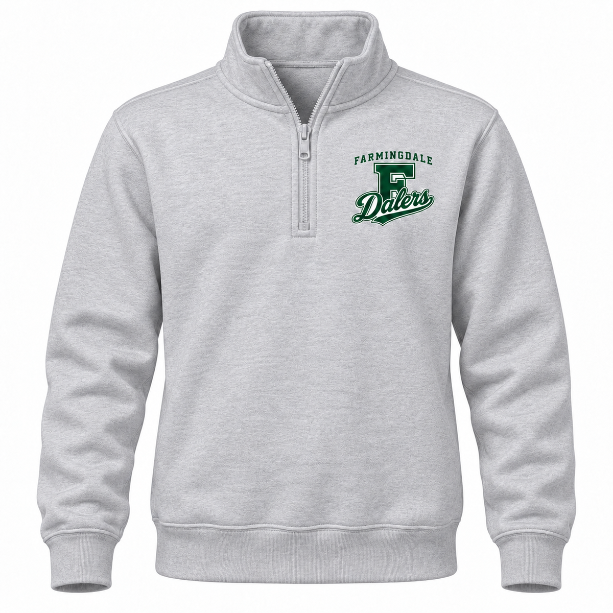 Farmingdale Dalers Classic F Script Youth Quarter-Zip in Heather Gray