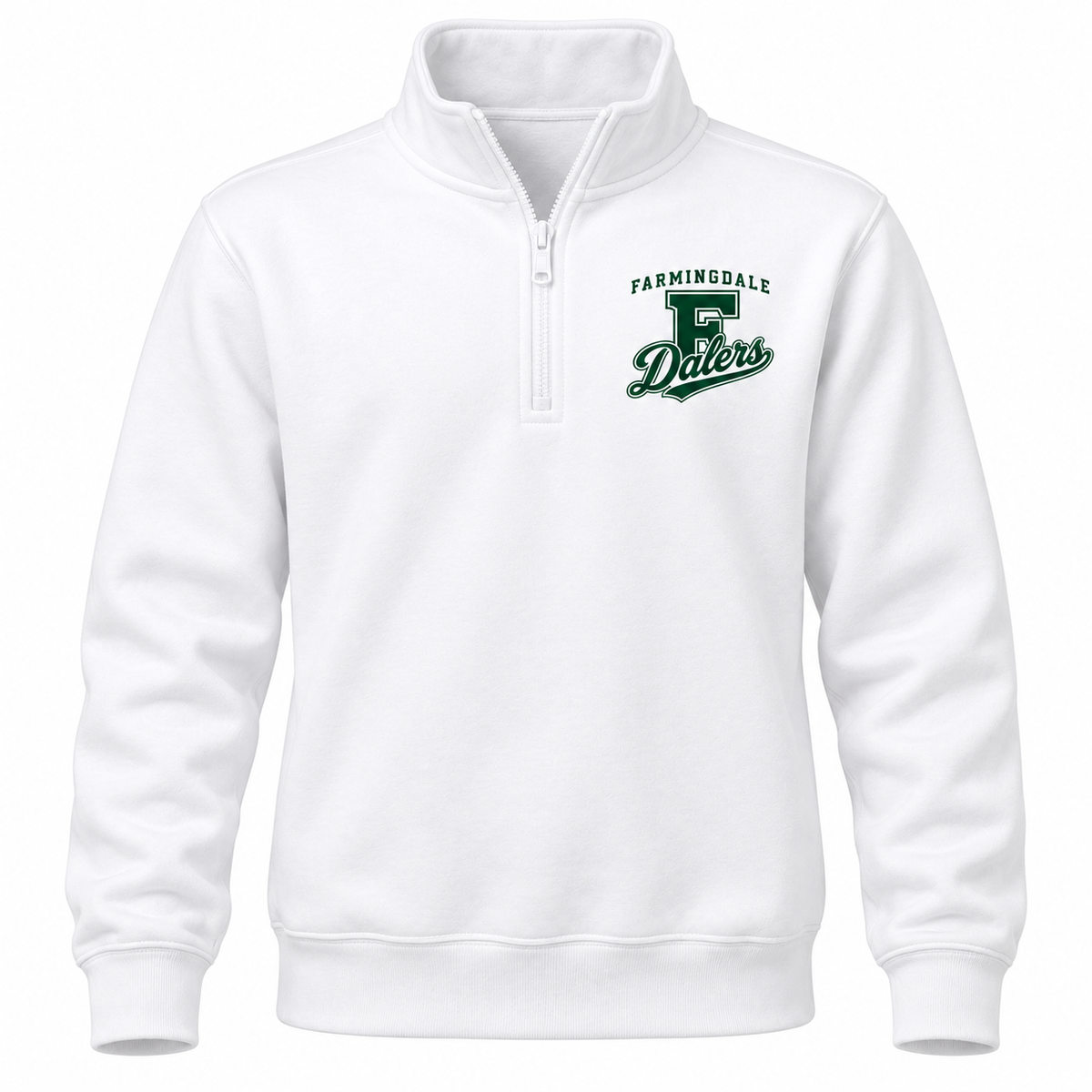 Farmingdale Dalers Classic F Script Youth Quarter-Zip in White
