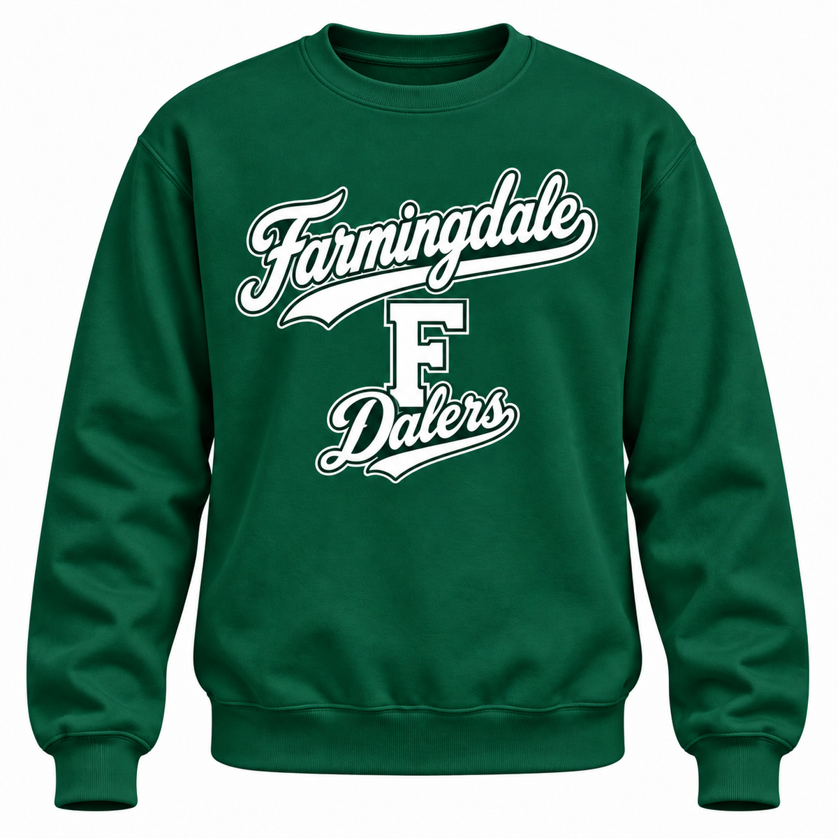 Farmingdale Dalers Signature F Adult Classic Crewneck in Green