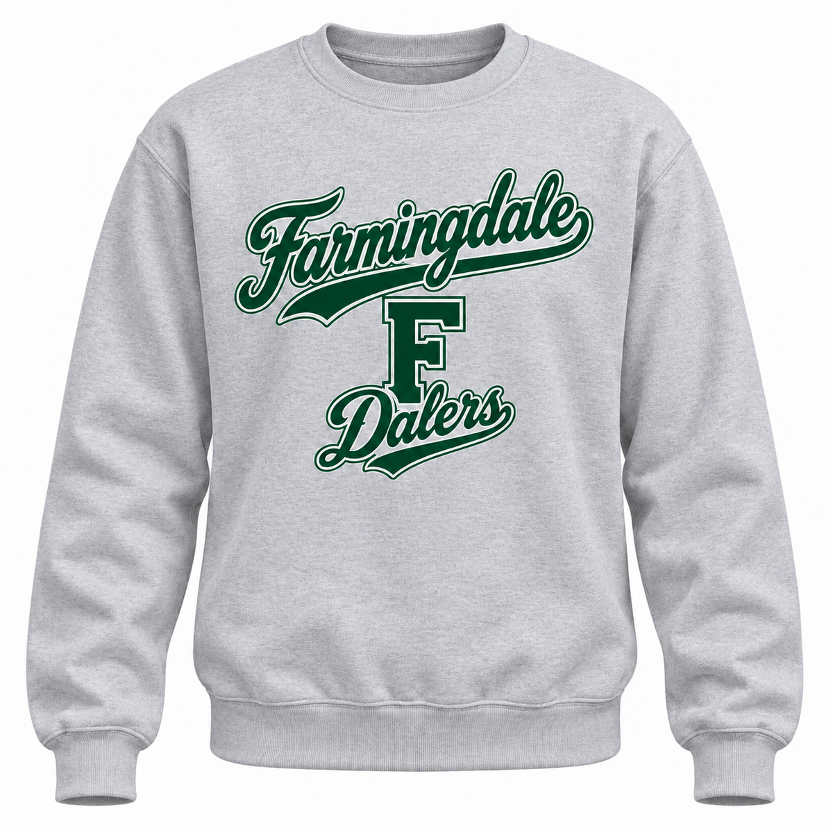 Farmingdale Dalers Signature F Adult Classic Crewneck in Heather Gray
