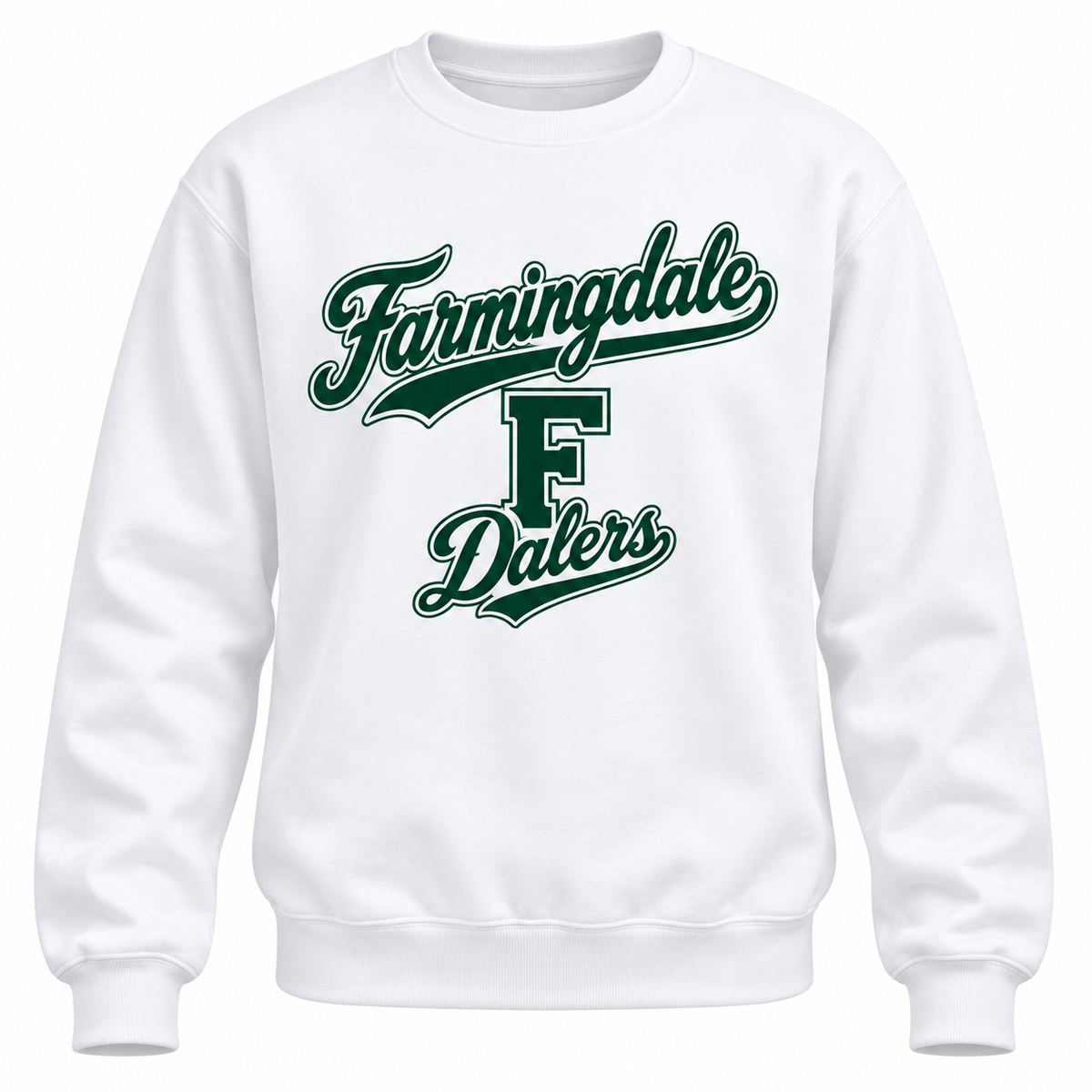 Farmingdale Dalers Signature F Adult Classic Crewneck in White