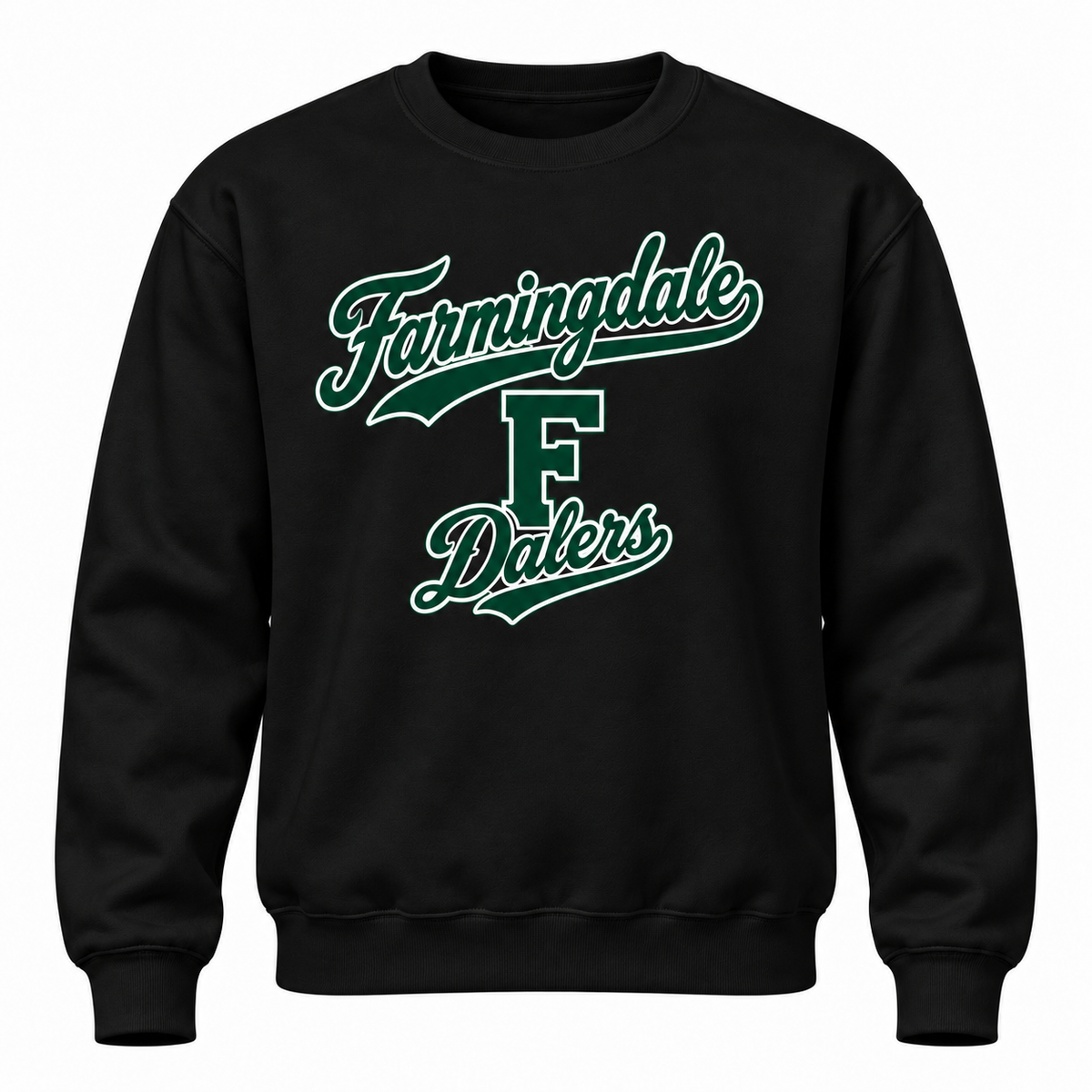 Farmingdale Dalers Signature F Adult Personalized Crewneck in Black
