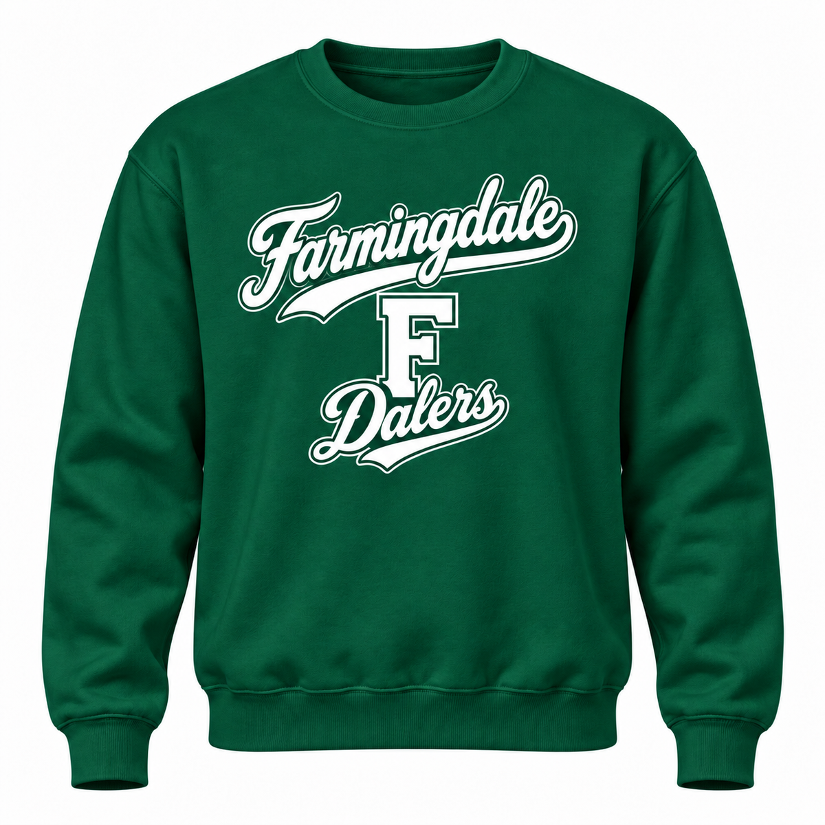 Farmingdale Dalers Signature F Adult Personalized Crewneck in Green
