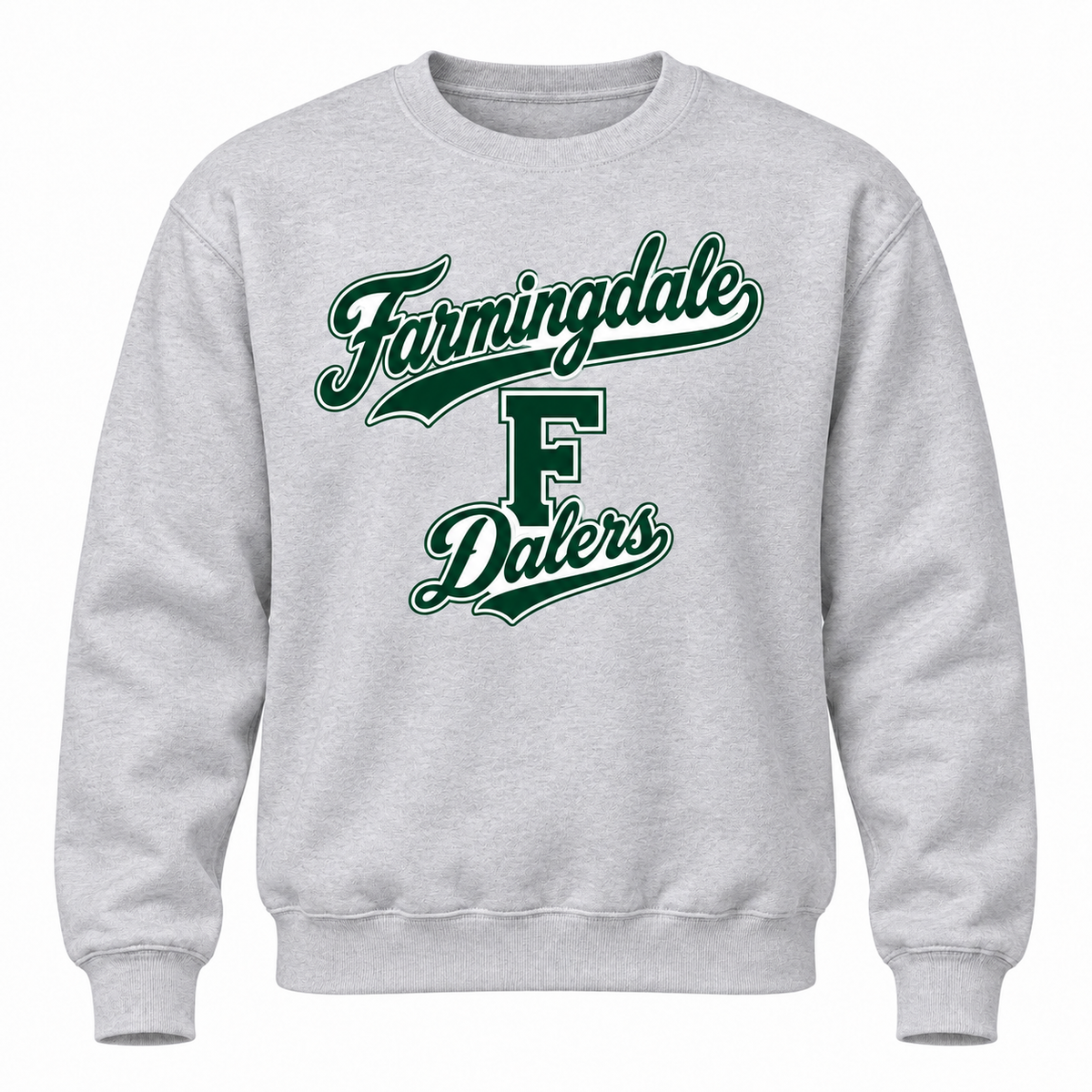 Farmingdale Dalers Signature F Adult Personalized Crewneck in Heather Gray