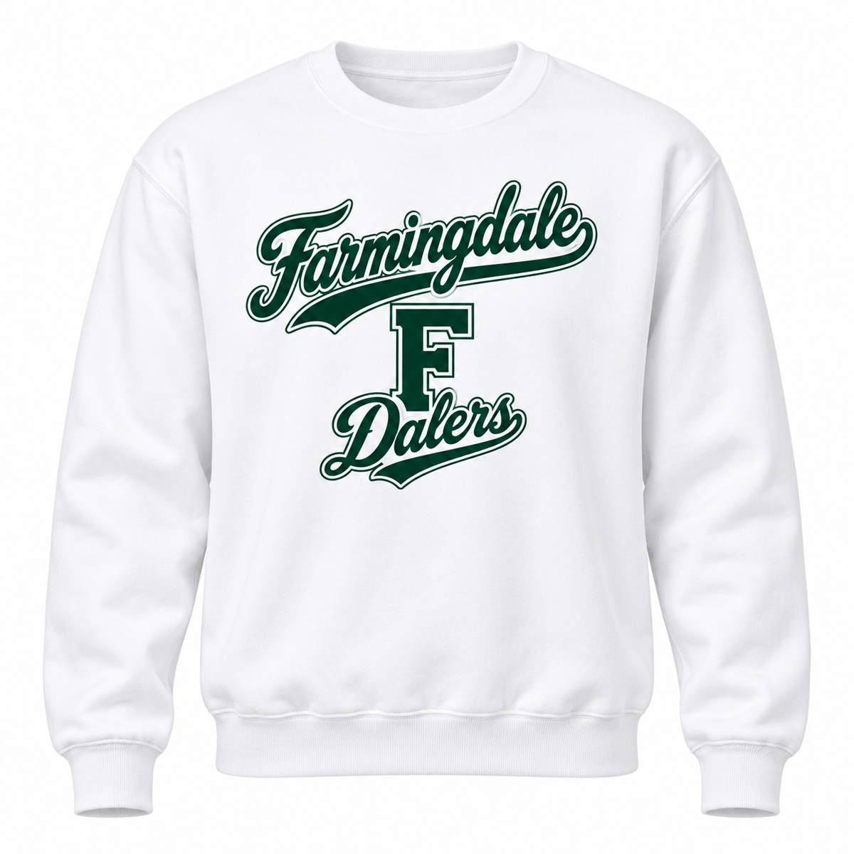 Farmingdale Dalers Signature F Adult Personalized Crewneck in White